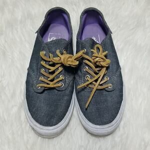Vans Low Top Sneakers Women's 8.5 Blue Grey Denim Canvas Skate Shoes
